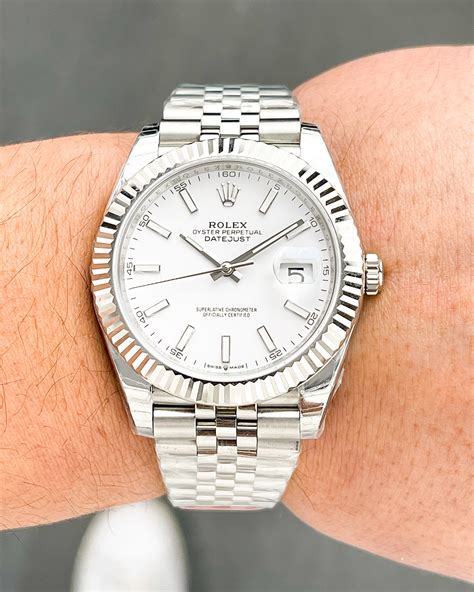 rolex datejust 41 white gold fluted bezel jubilee|Rolex Datejust 41 fluted bezel.